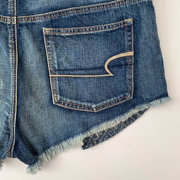 American Eagle Distressed Shorts Shorteralls Overalls Cowgirl Farmer’s Market - Picture 6 of 11